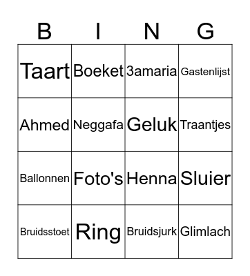 Siempje's party Bingo Card