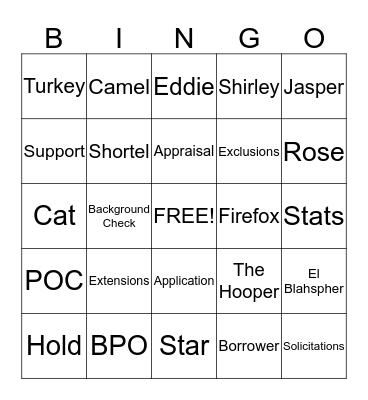 Team MP Bingo Card