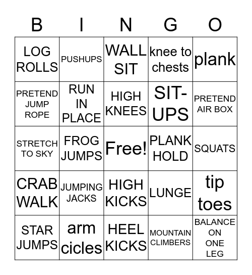 FITNESS Bingo Card