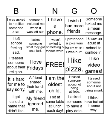 Respect BINGO Card