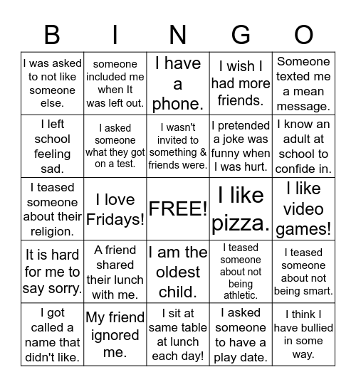 Respect BINGO Card