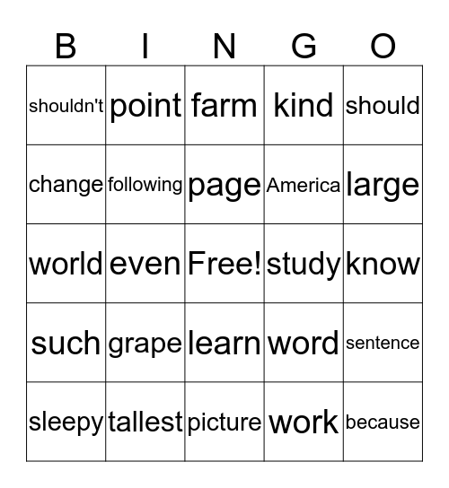 Happy Thursday!! Bingo Card