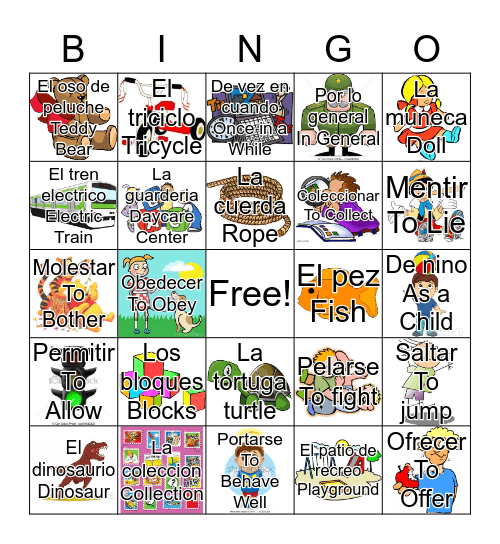 4a Vocab Bingo Card