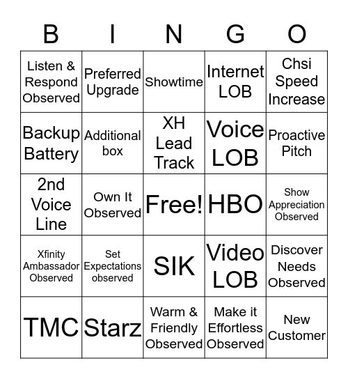 TSR/S4x Bingo Card