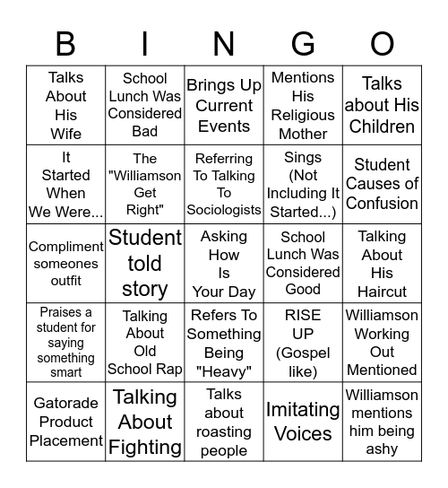 Soc Bingo Card