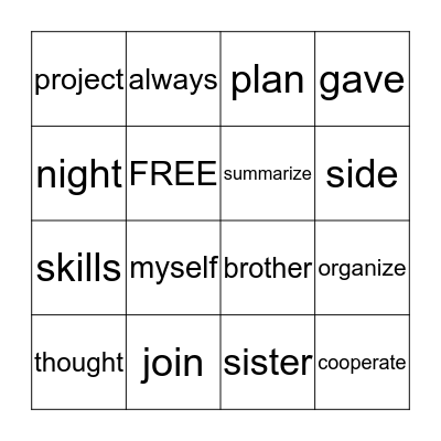 Cooperation part 2 Bingo Card