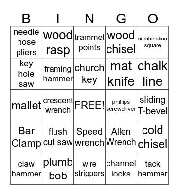 tool card Bingo Card