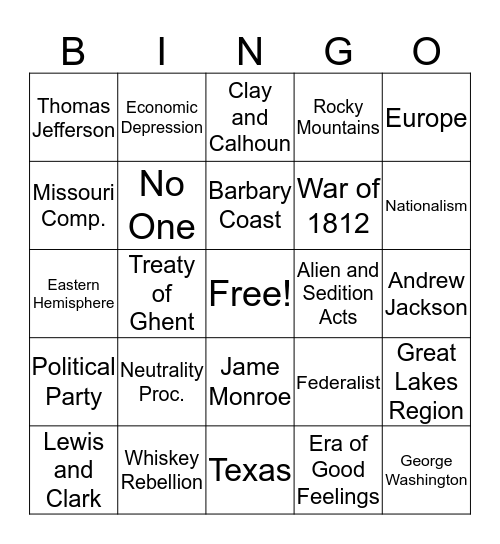 THE FIRST FIVE Bingo Card