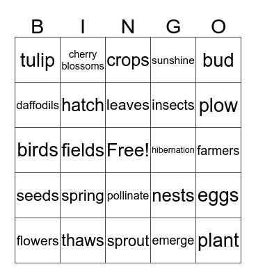 Spring Bingo Card