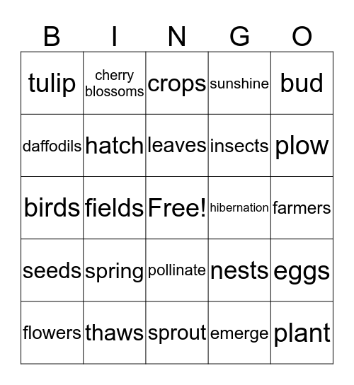 Spring Bingo Card