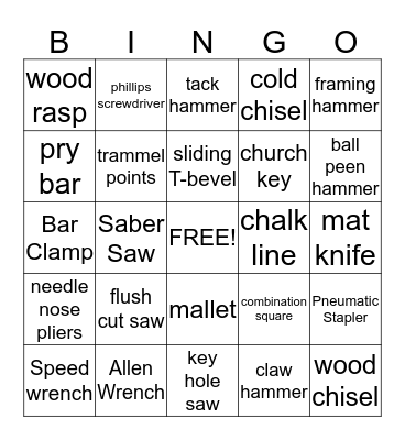tool card Bingo Card