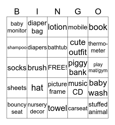 Baby Bingo Card