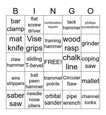 tool card Bingo Card