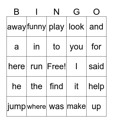 K Bingo Card