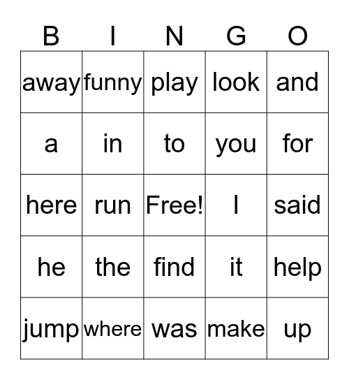 K Bingo Card
