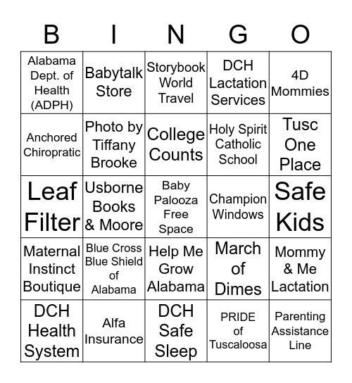 Babypalooza Bingo Card