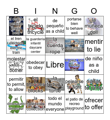 Spanish Vocab Bingo Card