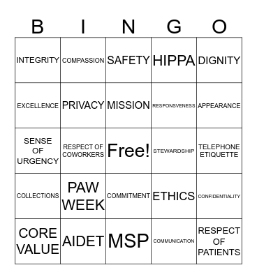 PAW WEEK DAY #4 Bingo Card