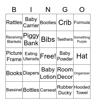 Baby Bingo Card