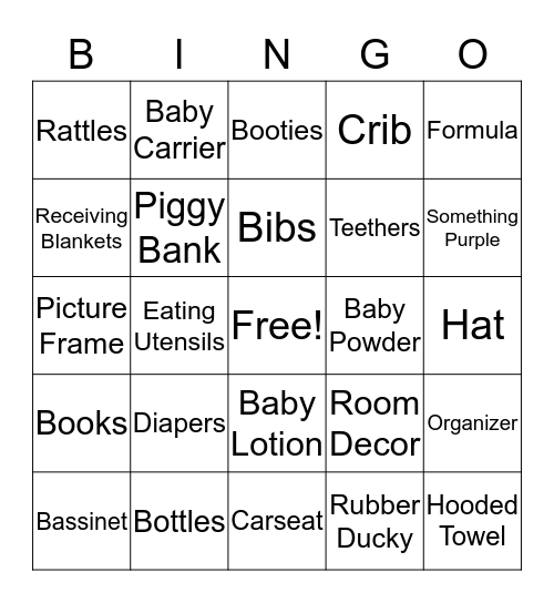 Baby Bingo Card