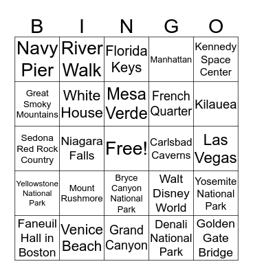 United States of America  Bingo Card