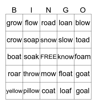 OA  and  OW  BINGO Card