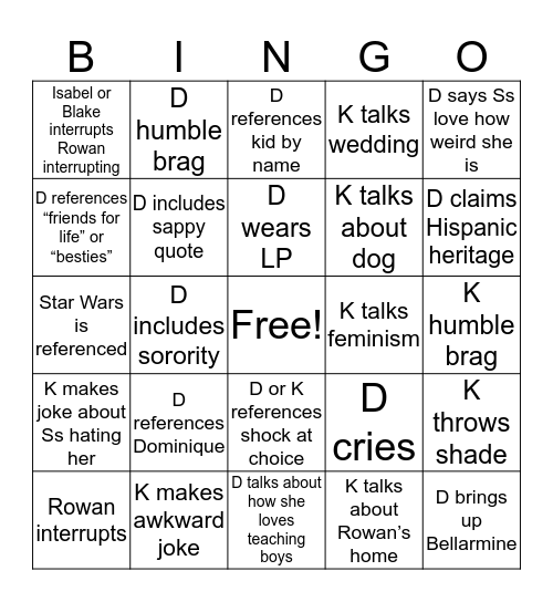 Recruitment Weekend Bingo Card