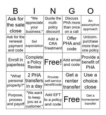 Blended Bingo Card
