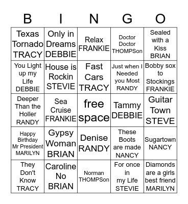 NANCYS BINGO Card