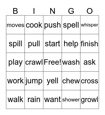 Past tense verbs! (-ed) Bingo Card