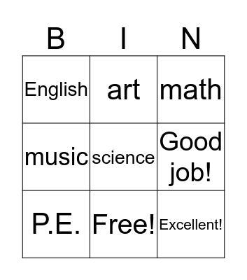 Lesson 2. I Like Math Bingo Card