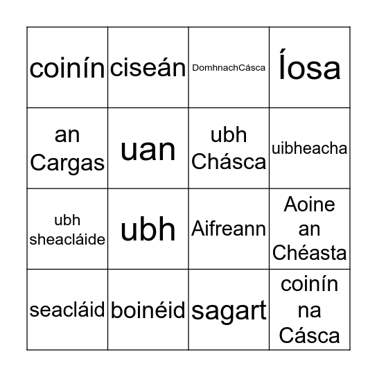 B I O N G Ó Bingo Card