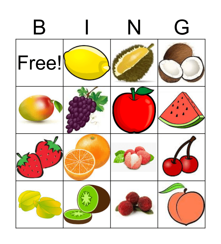 Fruit Bingo Card