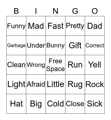 Synonyms Bingo Card