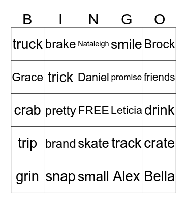Word Work Bingo #1 Bingo Card