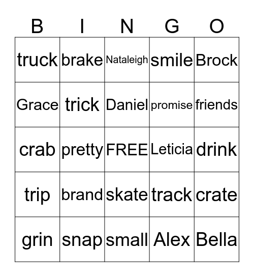 Word Work Bingo #1 Bingo Card