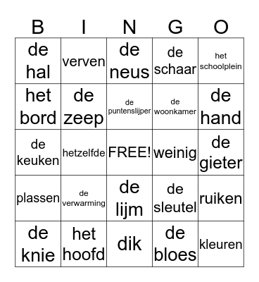 nederlands Bingo Card