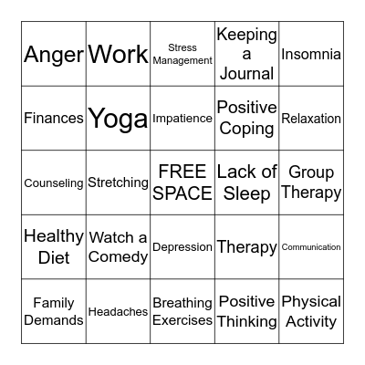 STRESS BINGO Card