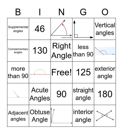 Angles Bingo Card