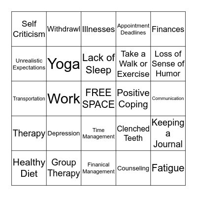 STRESS BINGO Card