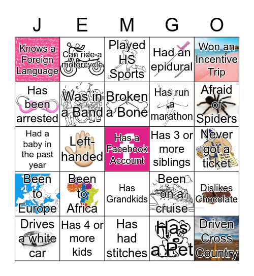 JEMiversary 2018 Bingo Card