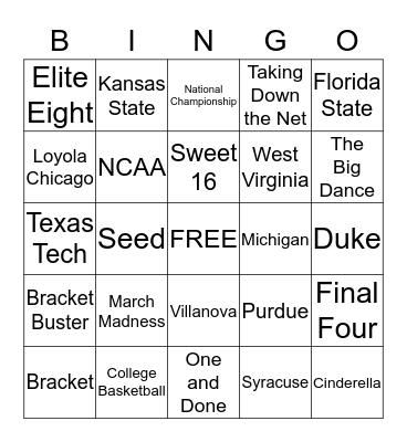 March Madness Bingo Card