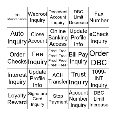 Ally Bingo Card