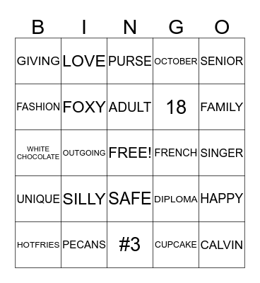 ALEXIS!!! Bingo Card