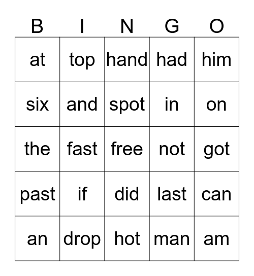 Reading Bingo Card