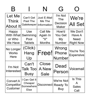 Chemical Sales BINGO Card