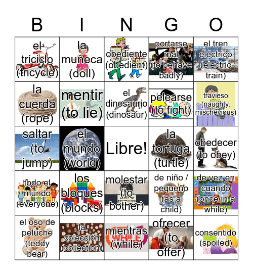 #1 - Spanish Vocab 4A Bingo Card