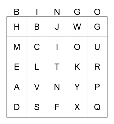 ALPHABET BINGO Card
