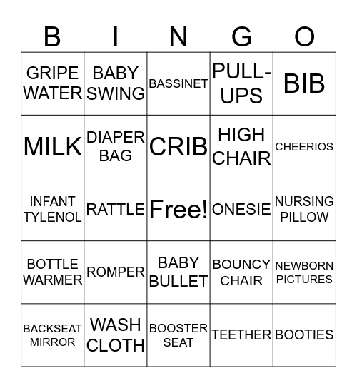 BABY SHOWER BINGO! Bingo Card