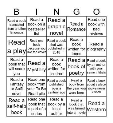 Book Bingo Card Bingo Card